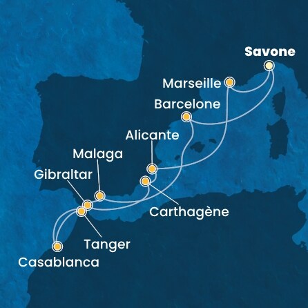 Itinéraire de votre croisière Croisière Méditerranée  
