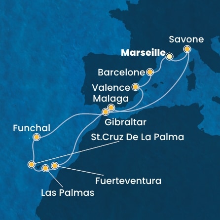 Itinéraire de votre croisière Croisière Canaries  