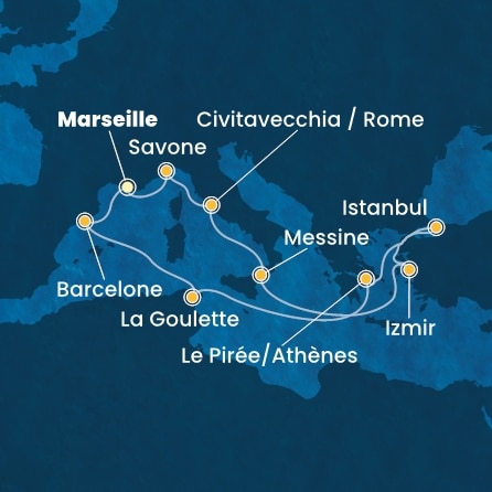 Itinéraire de votre croisière Croisière Méditerranée  