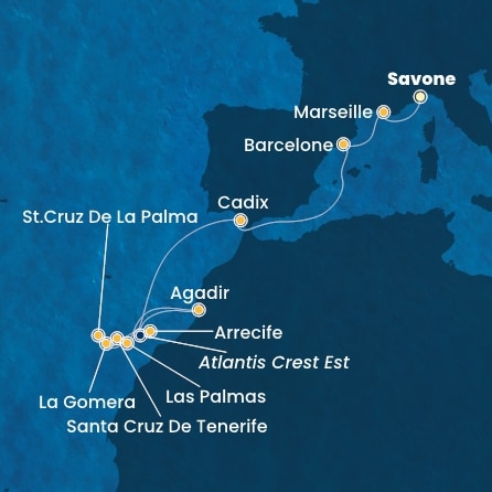 Itinéraire de votre croisière Croisière Canaries  