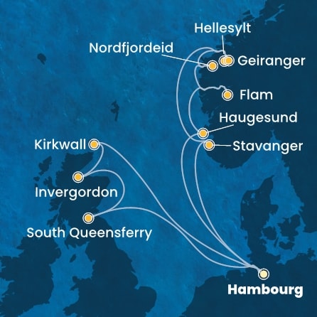 Itinéraire de votre croisière Croisière Europe du Nord  