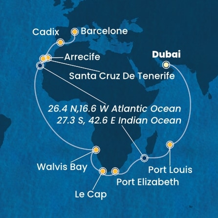 Itinéraire de votre croisière Croisière Moyen orient  