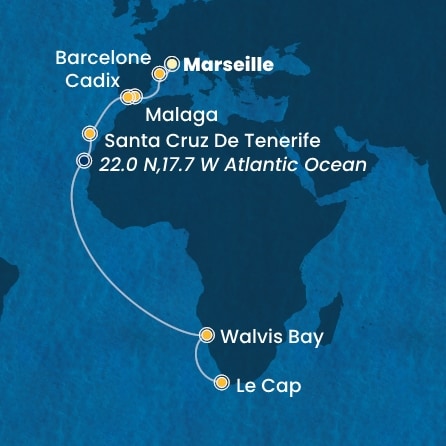 Itinéraire de votre croisière Croisière Afrique australe  