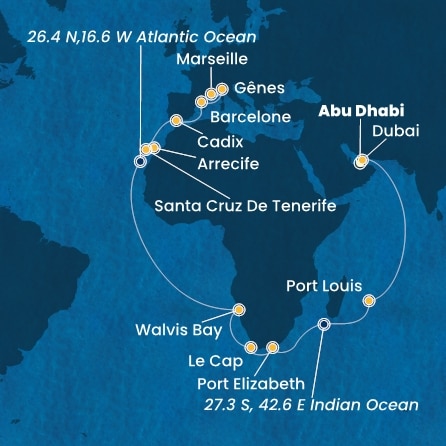Itinéraire de votre croisière Croisière Moyen orient  
