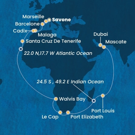 Itinéraire de votre croisière Croisière Moyen orient  