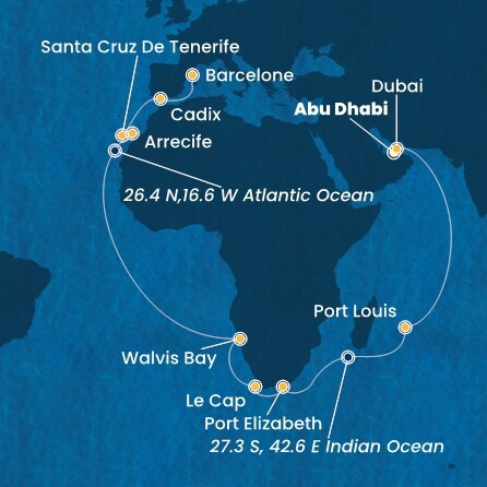 Itinéraire de votre croisière Croisière Moyen orient  