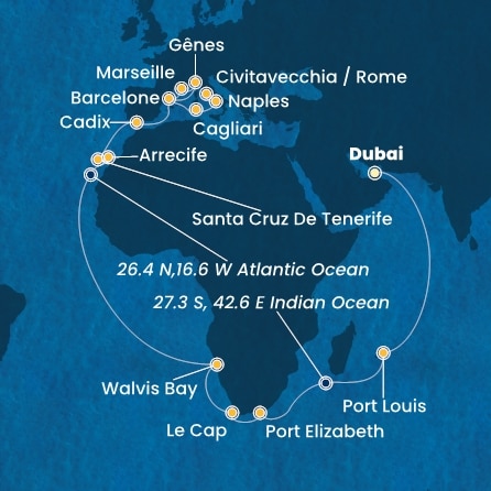 Itinéraire de votre croisière Croisière Moyen orient  