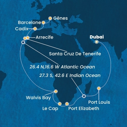 Itinéraire de votre croisière Croisière Moyen orient  
