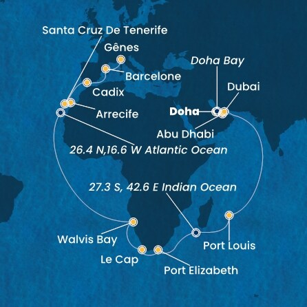 Itinéraire de votre croisière Croisière Moyen orient  