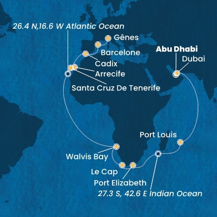 Itinéraire de votre croisière Croisière Moyen orient  