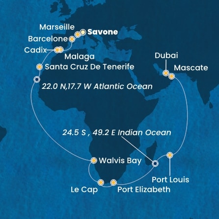 Itinéraire de votre croisière Croisière Moyen orient  