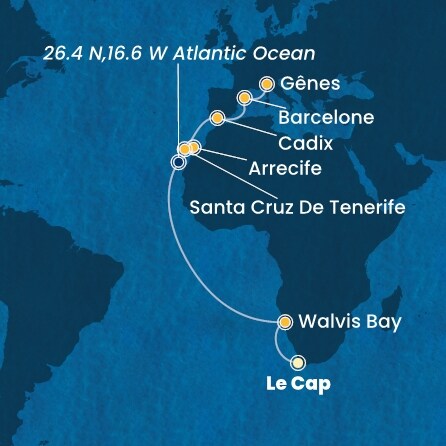 Itinéraire de votre croisière Croisière Afrique australe  