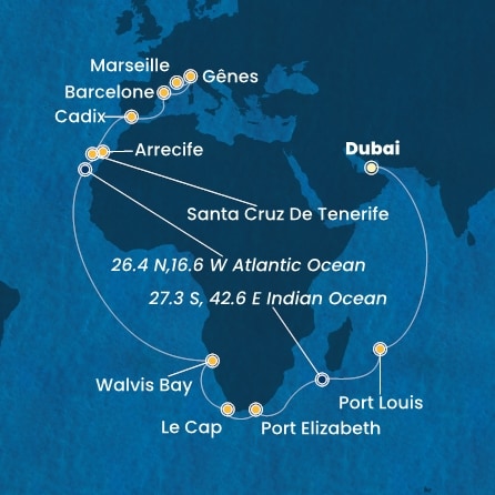 Itinéraire de votre croisière Croisière Moyen orient  
