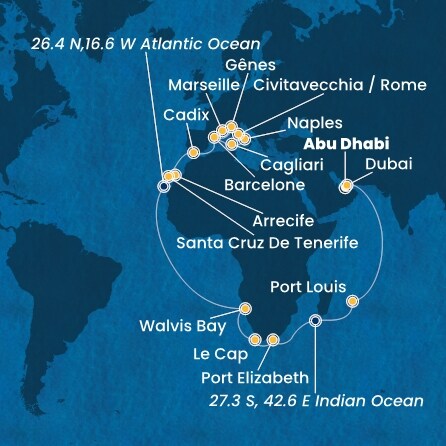 Itinéraire de votre croisière Croisière Moyen orient  