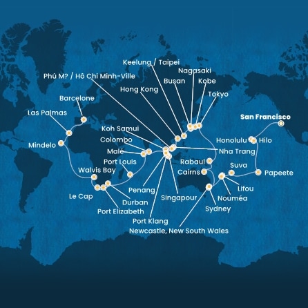 Itinéraire de votre croisière Croisière Tour du monde  