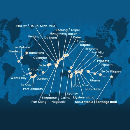 Itinéraire de votre croisière Croisière Tour du monde  
