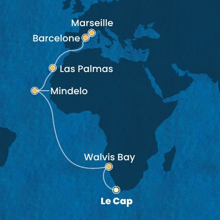 Itinéraire de votre croisière Croisière Afrique australe  