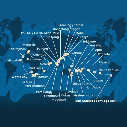 Itinéraire de votre croisière Croisière Tour du monde  