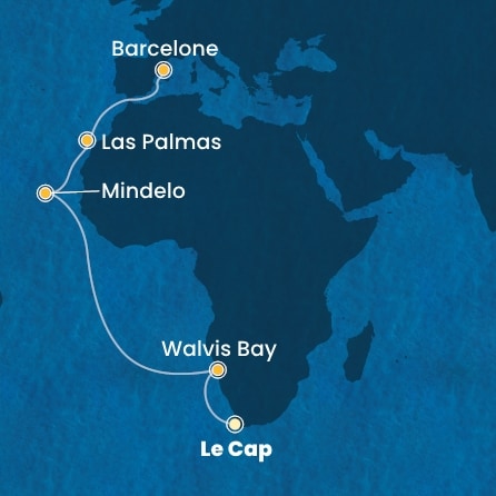 Itinéraire de votre croisière Croisière Afrique australe  