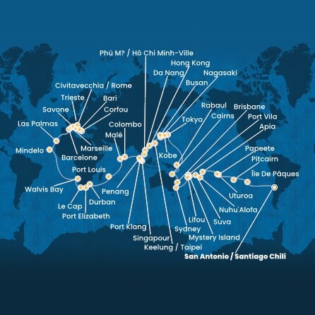 Itinéraire de votre croisière Croisière Tour du monde  