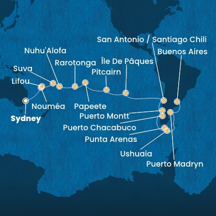 Itinéraire de votre croisière Croisière Océanie  