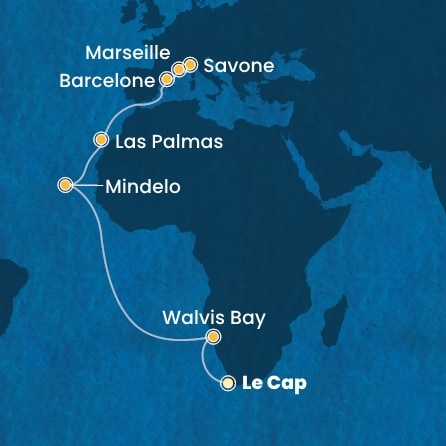Itinéraire de votre croisière Croisière Afrique australe  