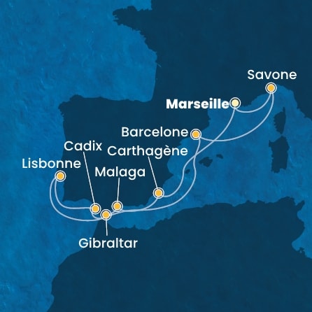 Itinéraire de votre croisière Croisière Méditerranée  
