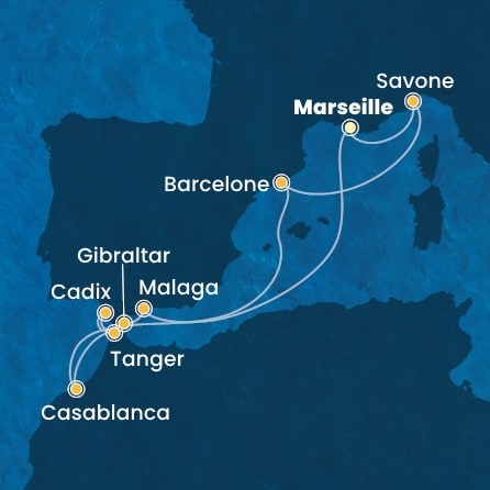 Itinéraire de votre croisière Croisière Méditerranée  