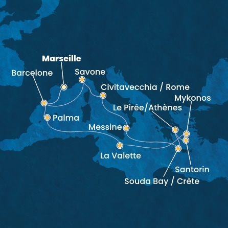 Itinéraire de votre croisière Croisière Iles grecques  