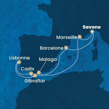 Itinéraire de votre croisière Croisière Méditerranée  
