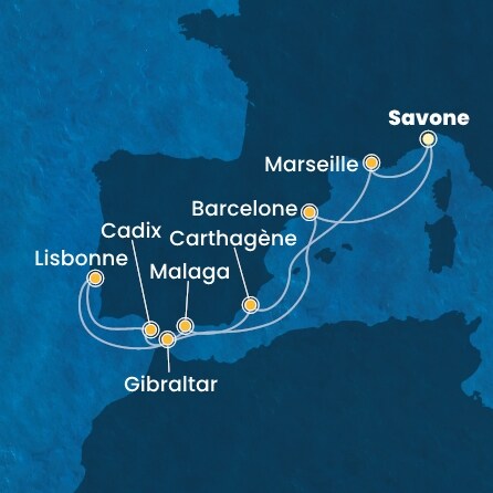 Itinéraire de votre croisière Croisière Méditerranée  