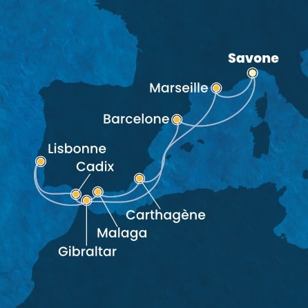 Itinéraire de votre croisière Croisière Méditerranée  