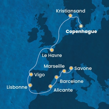 Itinéraire de votre croisière Croisière Europe du Nord  