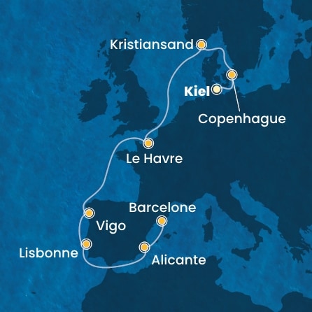 Itinéraire de votre croisière Croisière Europe du Nord  