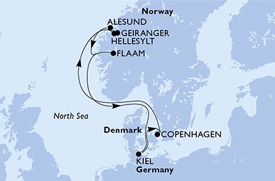 Itinéraire de votre croisière Croisière Norvège  