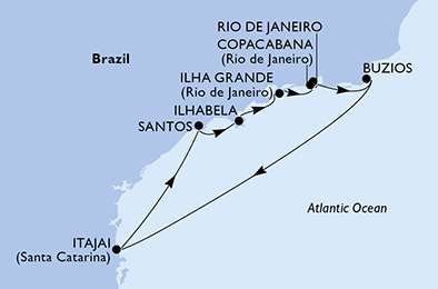 Itinéraire de votre croisière Croisière Brésil  