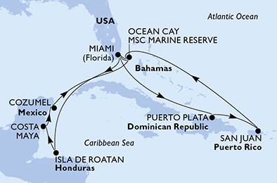 Itinéraire de votre croisière Croisière Caraïbes  Antilles  