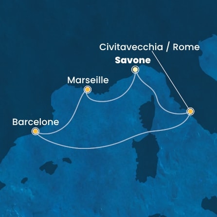 Itinéraire de votre croisière Croisière Méditerranée  
