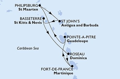 Itinéraire de votre croisière Croisière Caraïbes  Antilles  