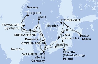 Itinéraire de votre croisière Croisière Europe du Nord  
