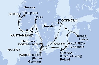 Itinéraire de votre croisière Croisière Europe du Nord  