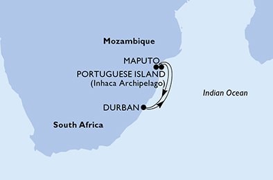 Itinéraire de votre croisière Croisière Afrique australe  