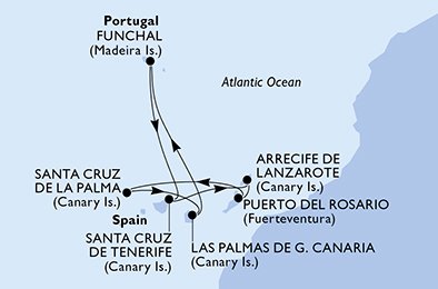 Itinéraire de votre croisière Croisière Canaries  