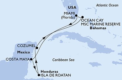 Itinéraire de votre croisière Croisière Caraïbes  Antilles  