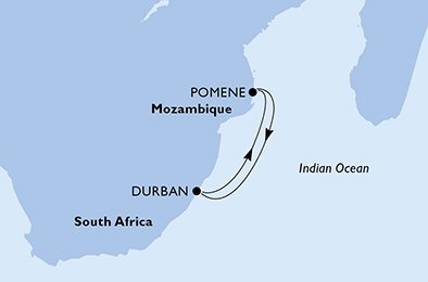 Itinéraire de votre croisière Croisière Afrique australe  