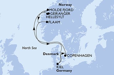 Itinéraire de votre croisière Croisière Norvège  