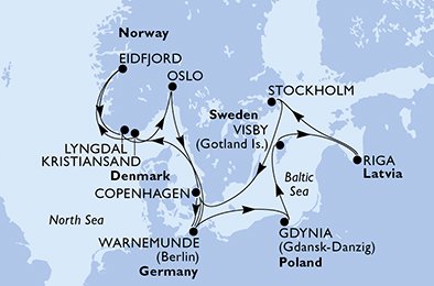 Itinéraire de votre croisière Croisière Europe du Nord  