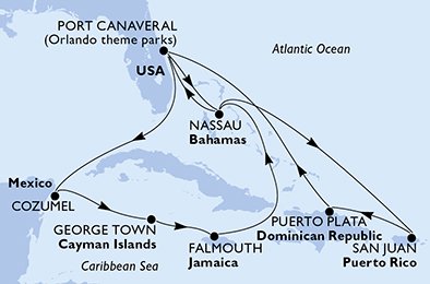 Itinéraire de votre croisière Croisière Caraïbes  Antilles  