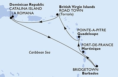 Itinéraire de votre croisière Croisière Caraïbes  Antilles  