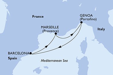 Itinéraire de votre croisière Croisière Méditerranée  